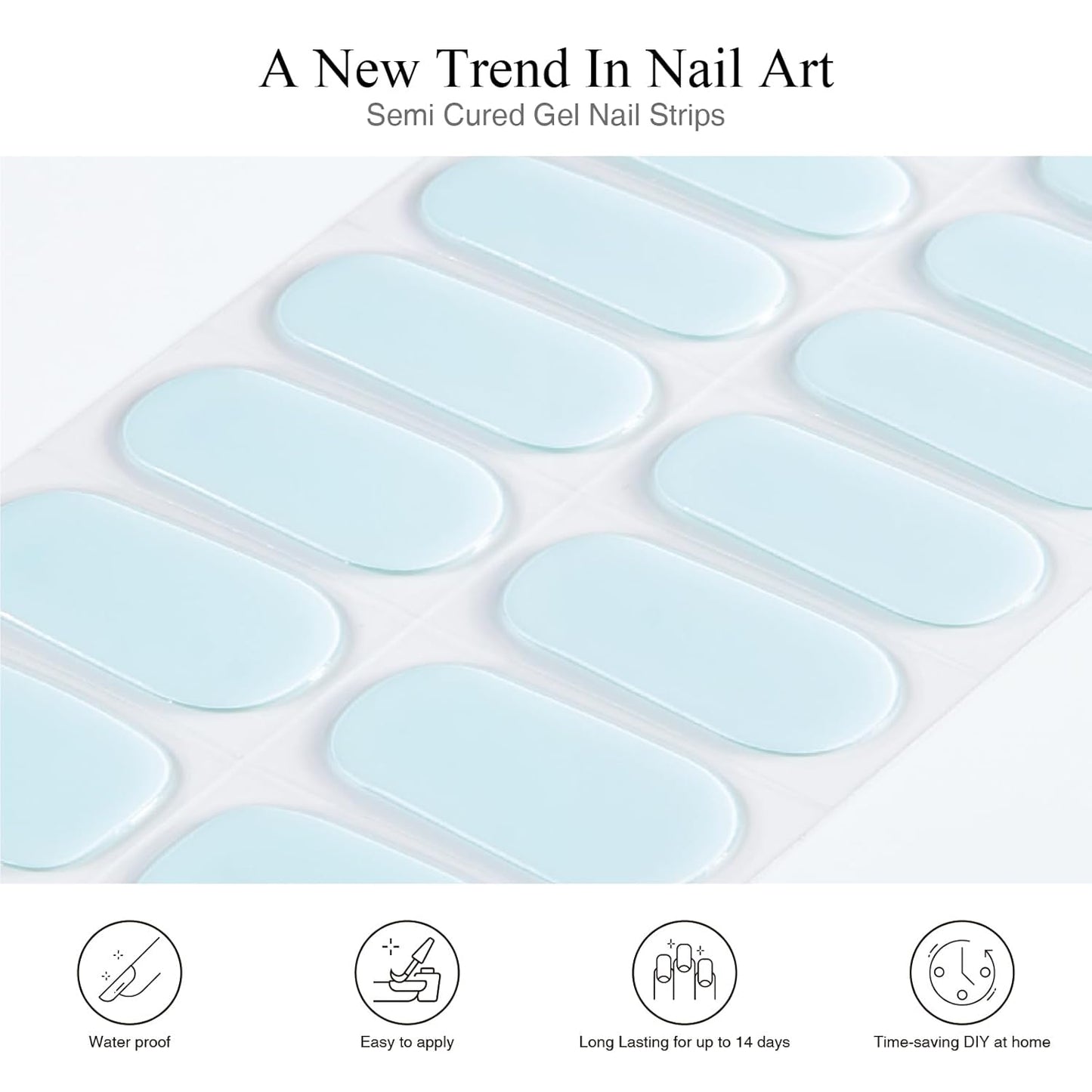 Semi Cured Gel Nail Strips, 20 PCS Gel Nail Stickers Work with UV Light, Gel Nail Wraps, Salon Quality & Easy to Use - Morandi Green