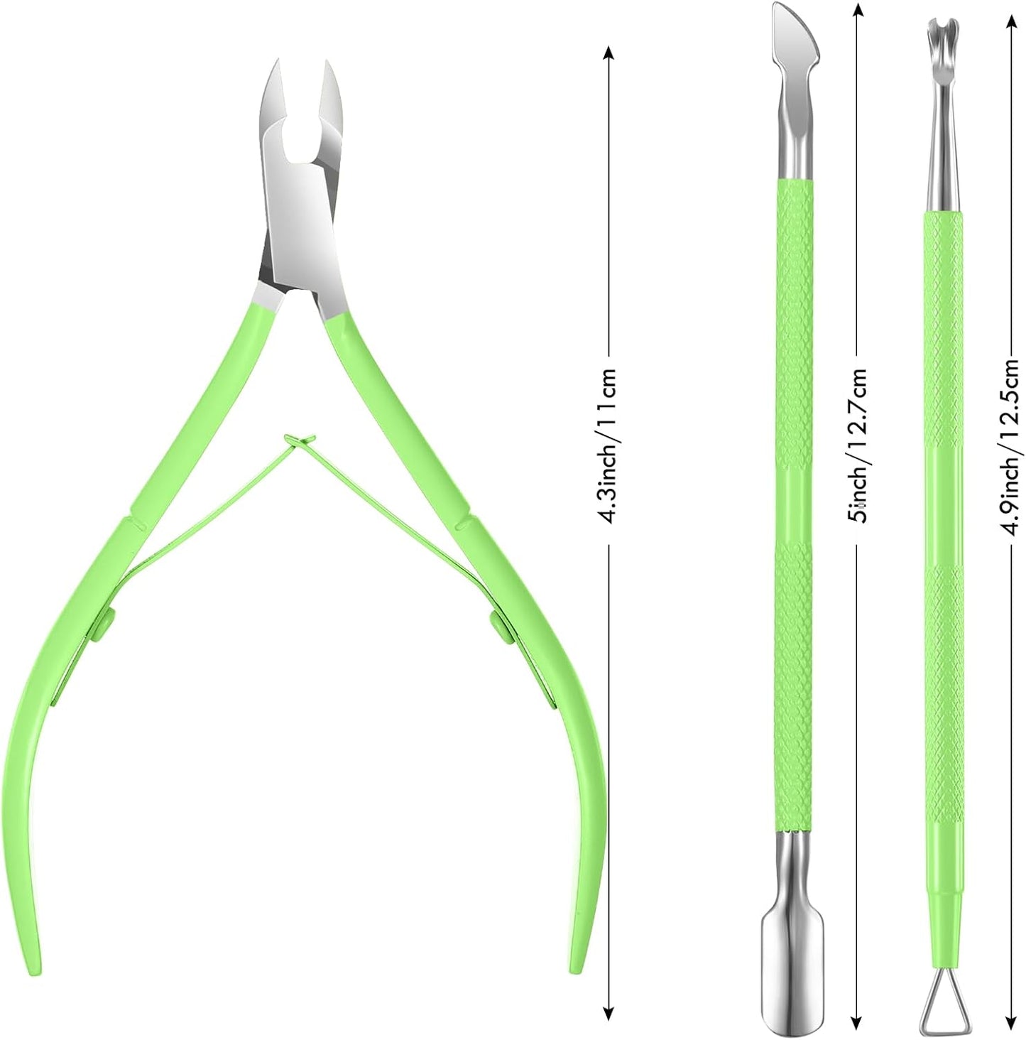Cuticle Trimmer with Cuticle Pusher, XUNXMAS Cuticle Remover Cutter Nipper Scissor and Triangle Cuticle Nail Pusher Peeler Scraper, Durable Dead Skin Clipper Manicure Pedicure Tools (Green)