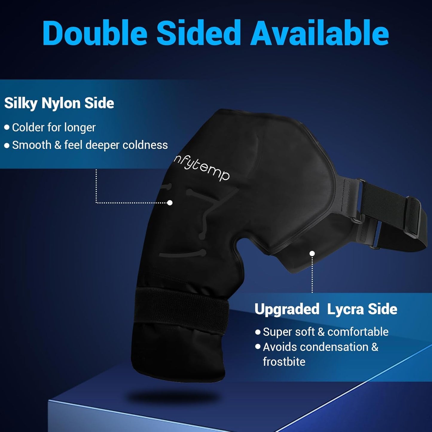 Comfytemp Shoulder Ice Pack Rotator Cuff Cold Therapy Wrap, Ice Packs for Injuries Reusable Gel, Instant Compression for Shoulder Pain Relief, Surgery Recovery Gifts (Large), Black