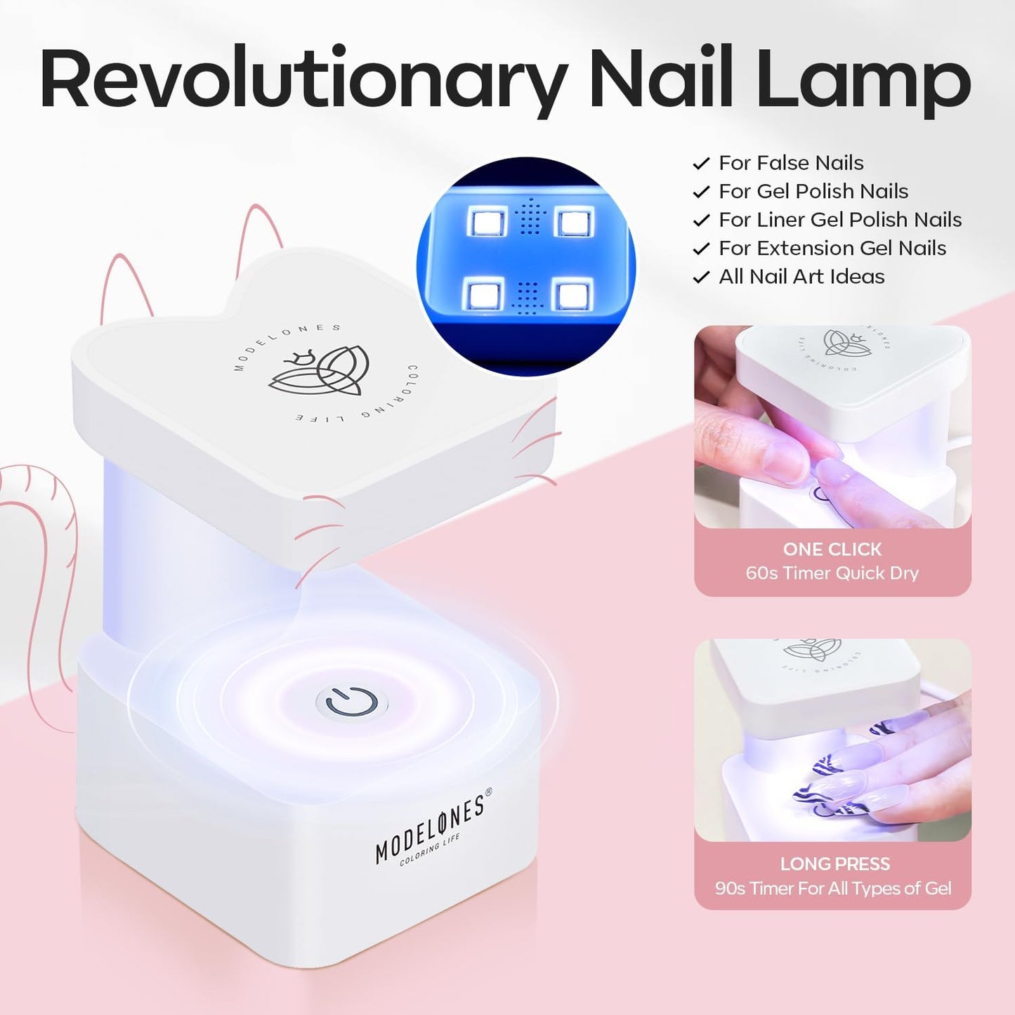 modelones Long Coffin Gel Nail Tips Kit, 9-in-One Nail Glue with Portable U V Lamp 216Pcs 12Sizes Pre-Etched Press ons Fake Acrylic Extension Kit DIY Salon Gift for Women