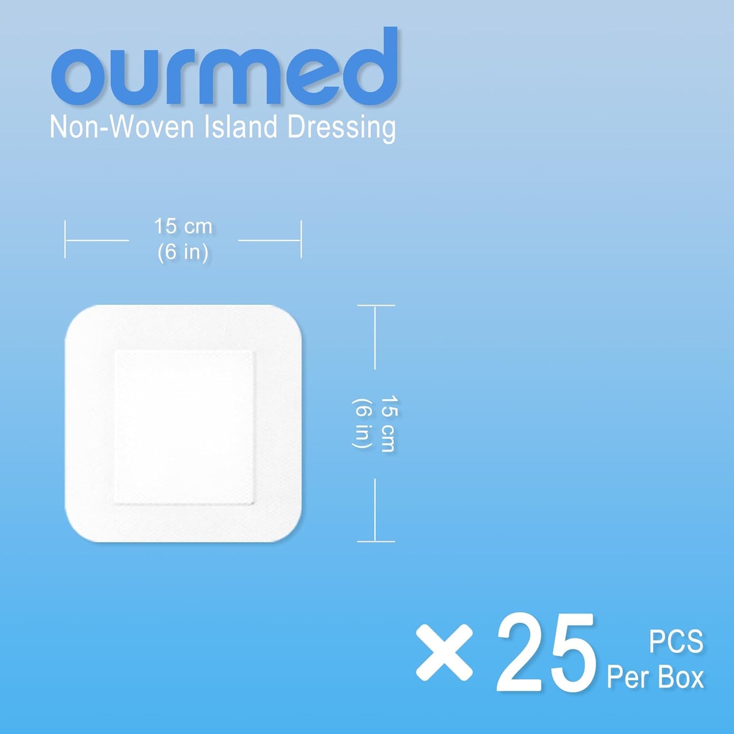 Island Dressing Bordered Gauze 6"x 6"(4"x 4" Absorbent Pad), Pack of 25, Self-Adhesive Sterile Sensitive Dressing with Absorbent, Latex& Rubber- Free, for Cuts and Scratches