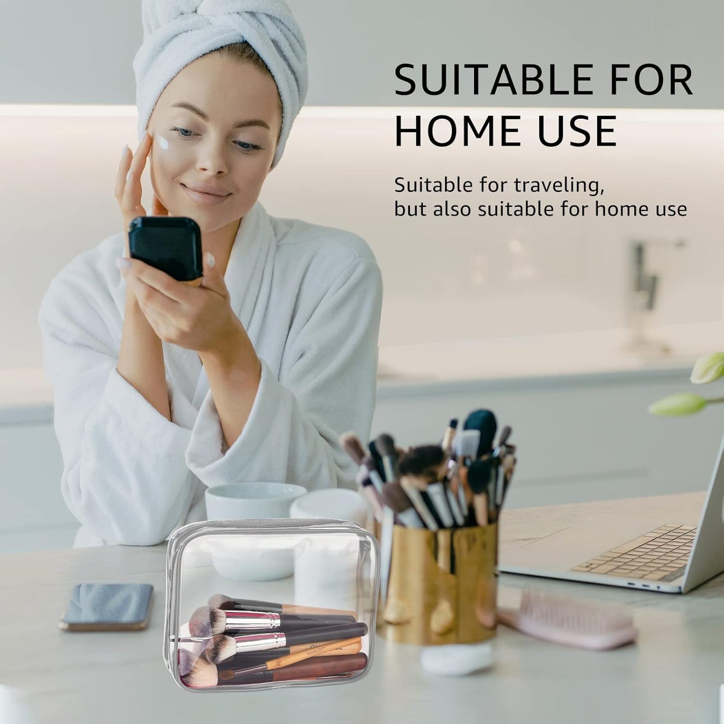 3Pcs Crystal Clear PVC Travel Toiletry Bag Kit for Women Men, Waterproof Vinyl Packing Organizer Storage Bags with Zipper Handle Straps, Cosmetic Pouch Carry on Airport Airline Compliant Bag Handbag