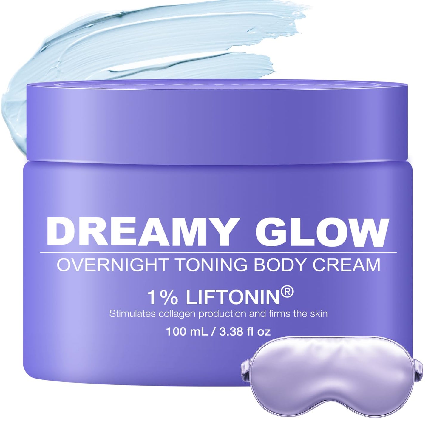 Dreamy Glow Overnight Toning Whip Cream – Anti Cellulite & Tightening Loose Skin for Body – LIFTONIN® Get Firming Cream with Satin Eye Mask 3.38 fl oz