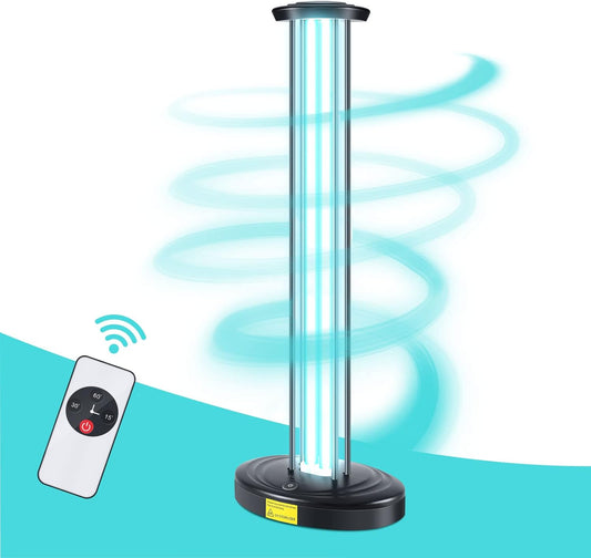 100W UV Light, Ultraviolet Lamp Purifier for Whole Room & House, Ozone-Free, Home Disinfection Device with 3-Gear Timer Remote Control, UVC Lights, Purification for Bathroom, Toilet, Office