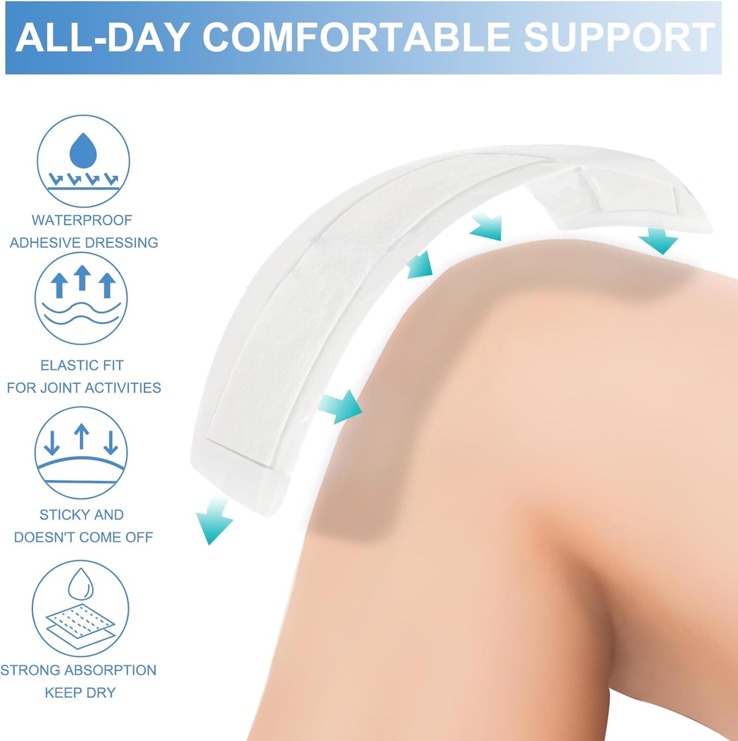 30 Pack 4"x 8" Waterproof Adhesive Island Dressing for Post-Surgery Recovery | Sterile Bordered Gauze Bandages with Non-Stick Pad for Knee/Hip Replacement, Surgical Incision Care & Shower Protection