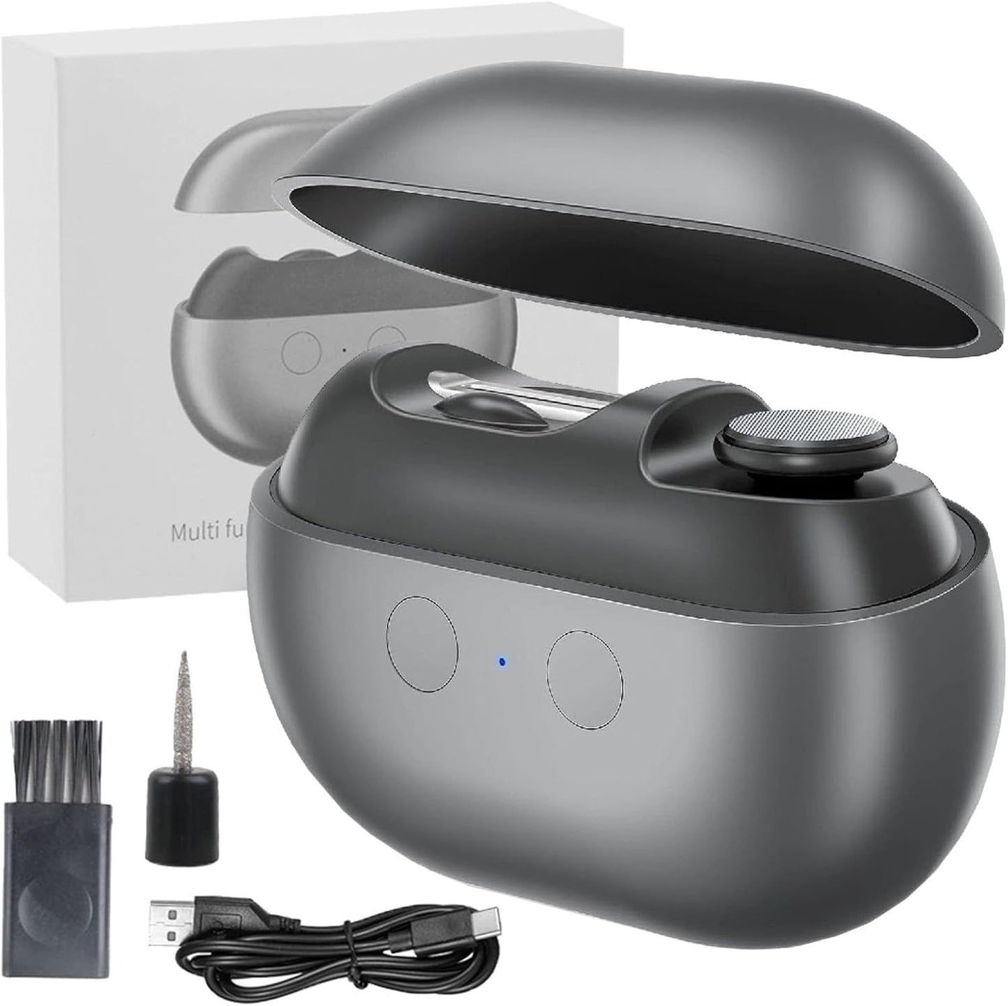 Imwing Easyclip, Imwing Nail Clipper, Vueeze Easy Clip Electric Nail Clipper & Polisher 2-in-1 with LED Light - Safe Toe & Fingernail Trimmer for Seniors, Adults, Kids, Baby (Gray)