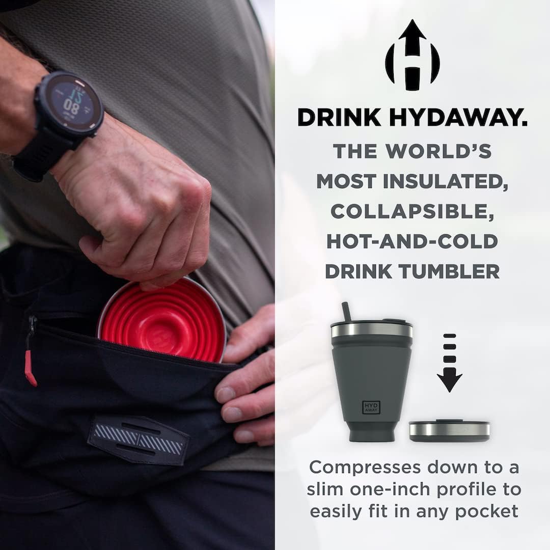 HYDAWAY 16oz Collapsible Tumbler - BPA-Free, Reusable Silicone Cup with Lid & Insulating Sleeve - Perfect for Coffee, Travel, and Everyday Use