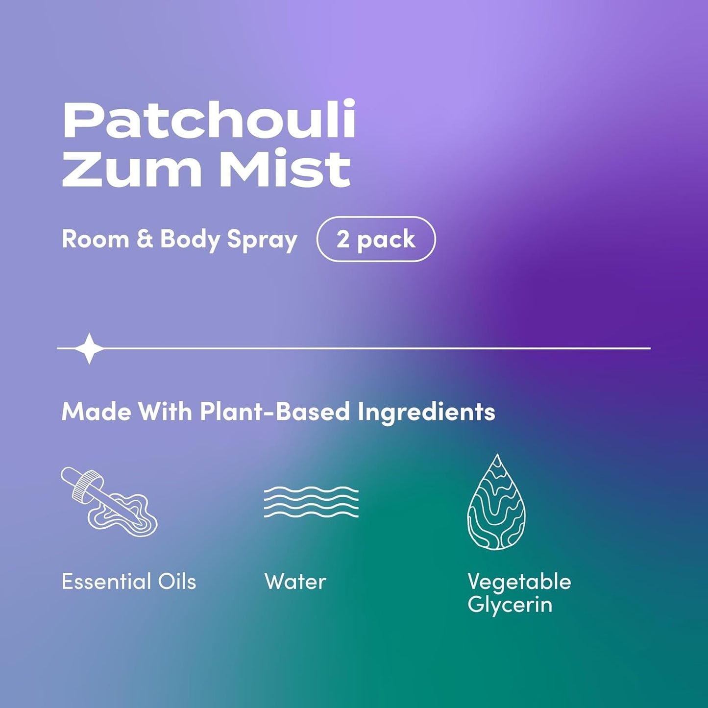 Indigo Wild Zum Mist Room & Body Spray - Aromatherapy Essential Oil Spray - Natural Body Mist & Room Spray - Patchouli Scent - 4 fl oz (2 Pack)