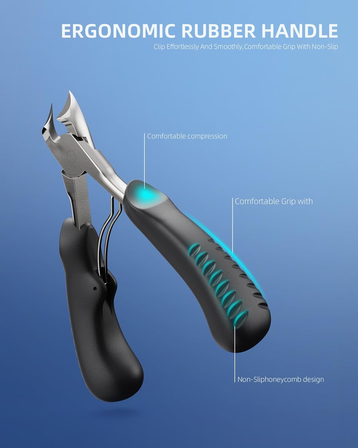 Nail Clippers for Thick & Ingrown Toenails - Sharp Curved Blade & Non-Slip Handle -Toenail Clippers for Men, Women, and Seniors - Professional Heavy-Duty Pedicure Tool Gift