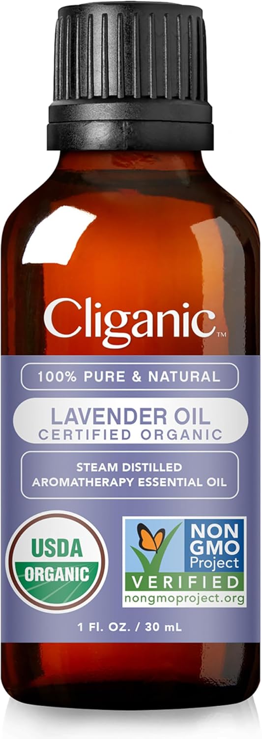 Cliganic Organic Lavender Essential Oil, 1oz - 100% Pure Natural Undiluted, for Aromatherapy Diffuser | Non-GMO Verified (Packaging May Vary)