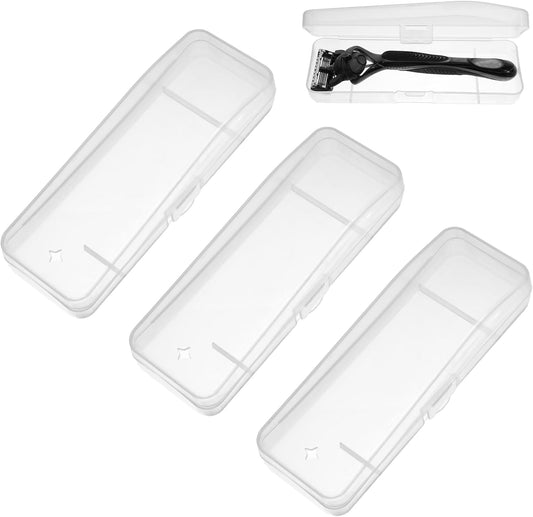 3 Pack Manual Razor Travel Case Transparent Portable Travel Men Manual Razor Protector Universal Portable Shaver Storage Box Shaver Holder Protector Case Organizer for Men Razors And Blade Refills Kit