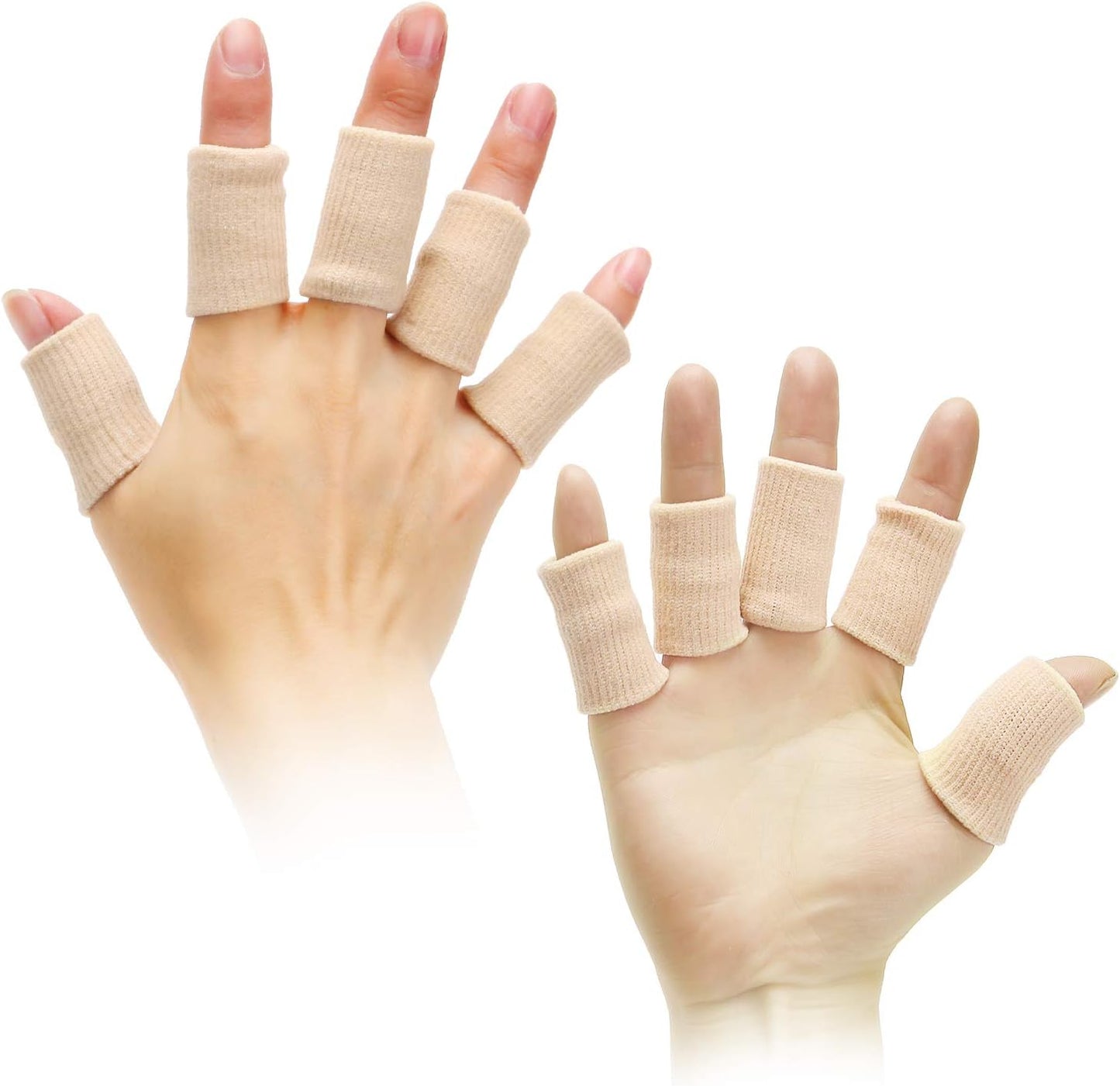 20 Pieces Finger Compression Sleeves Elastic Finger Protectors Thumb Splint Brace for Arthritis Pain Relief, Trigger Finger, Sport (Beige)