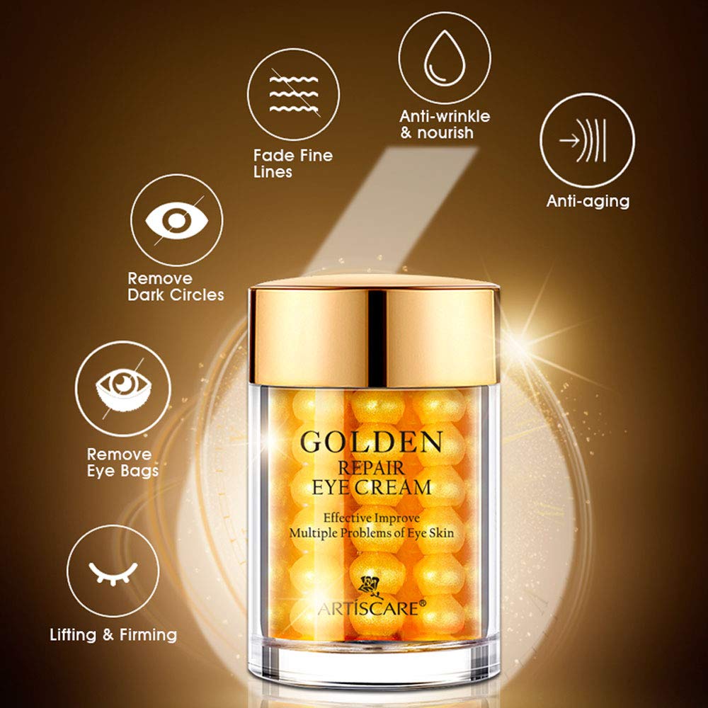 Golden Eye Cream Moisturizing Eye Serum Remove Dark Circles Fine Lines Eye Care Against Puffiness Eye Bags