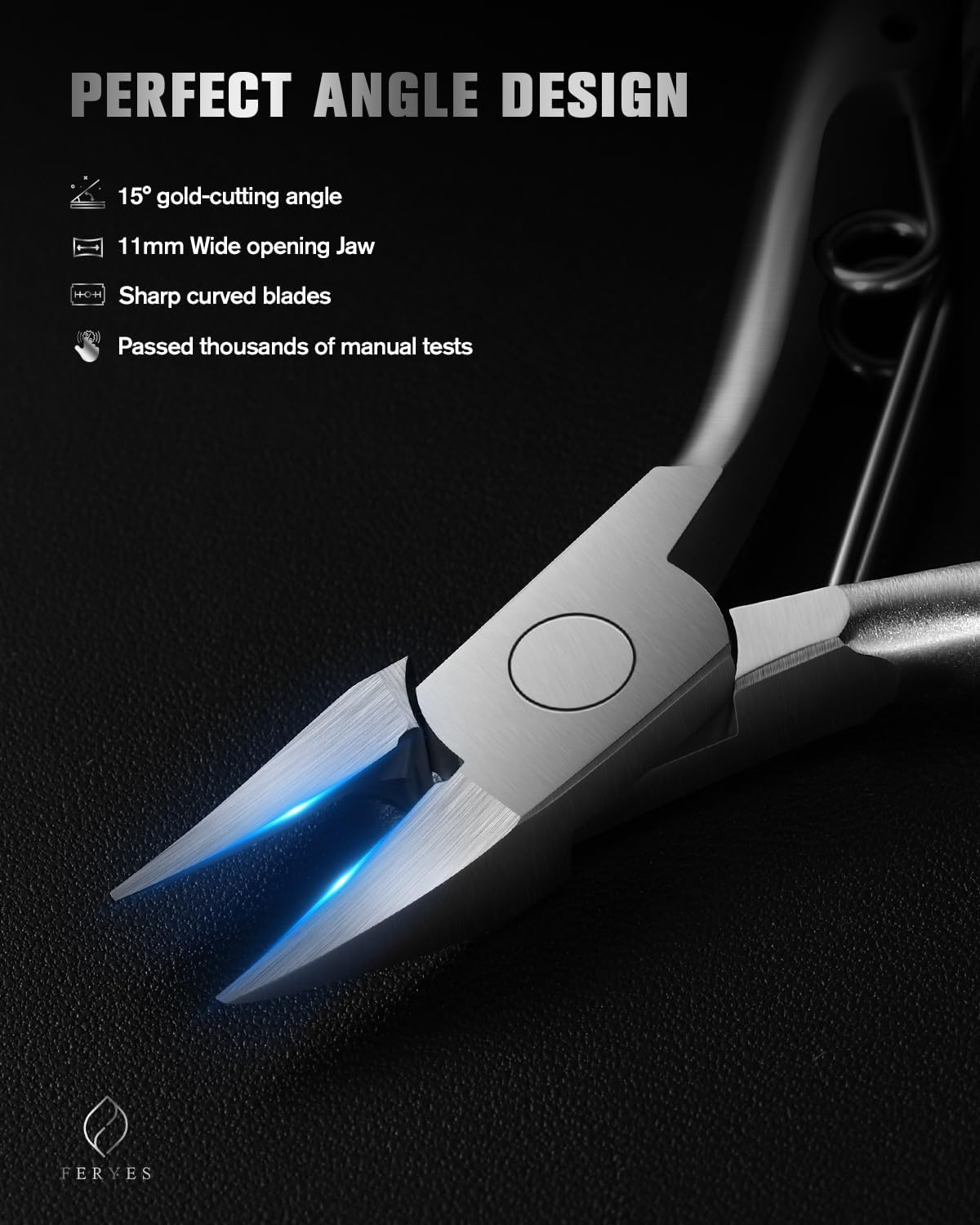 FERYES Toe Nail Clippers for Thick & Ingrown Toenails - Stainless Steel Thick Toenail Clippers for Seniors, Precision Grip Fingernail Clippers for Effortless Trimming - Silver