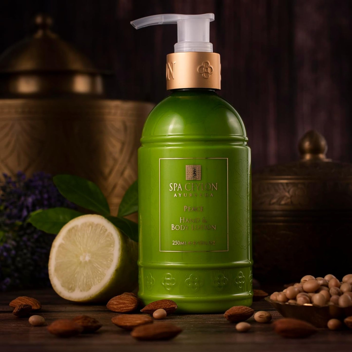 SPA CEYLON Peace Hand and Body Lotion | Calming Herbal Moisturizer with Coconut, Almond & Lemongrass | Gentle & Soothing for All Skin Types