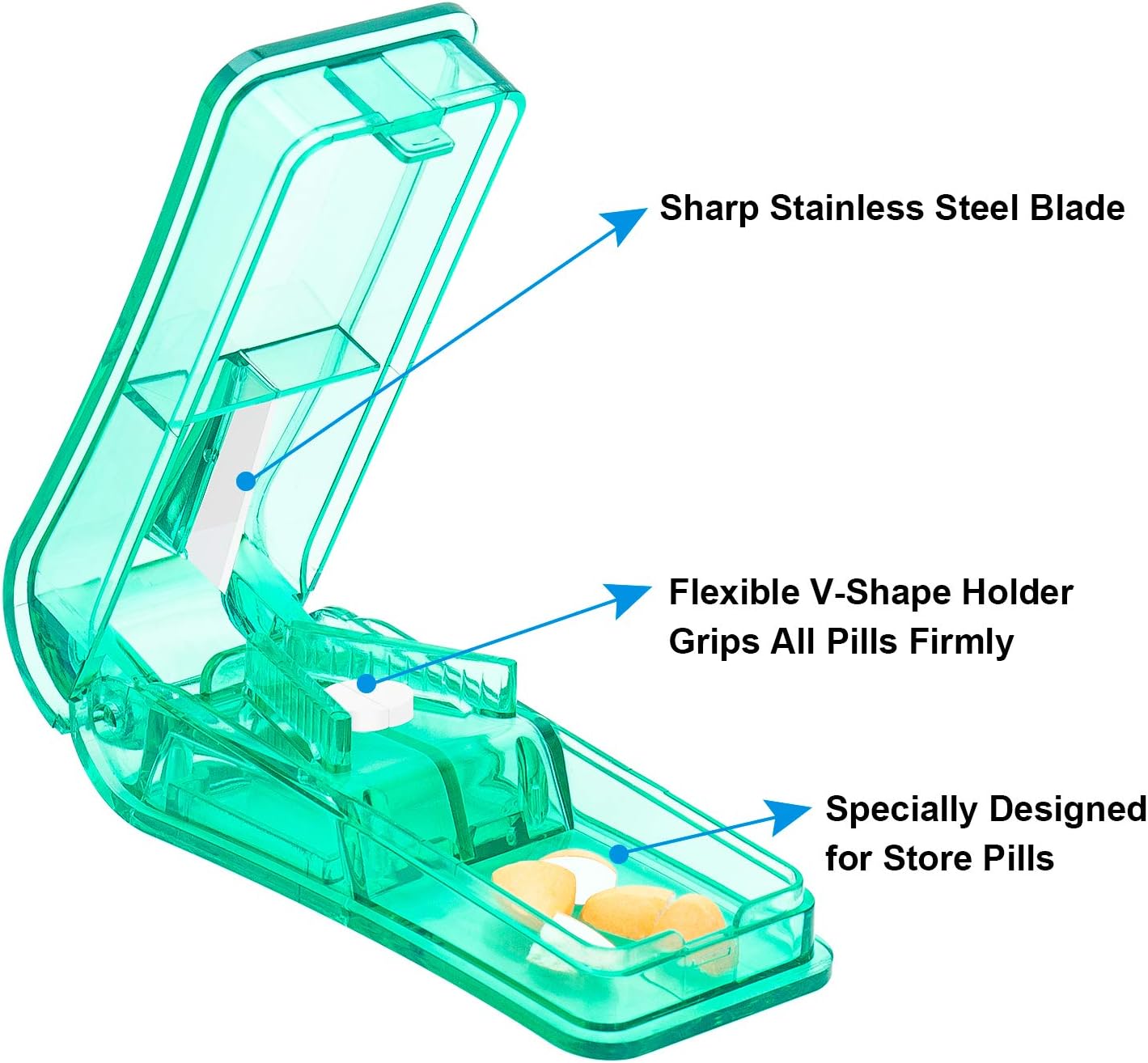 2PCS Pill Cutter, Professional Pill Splitter for Cutting Small Pills or Large Pills in Half