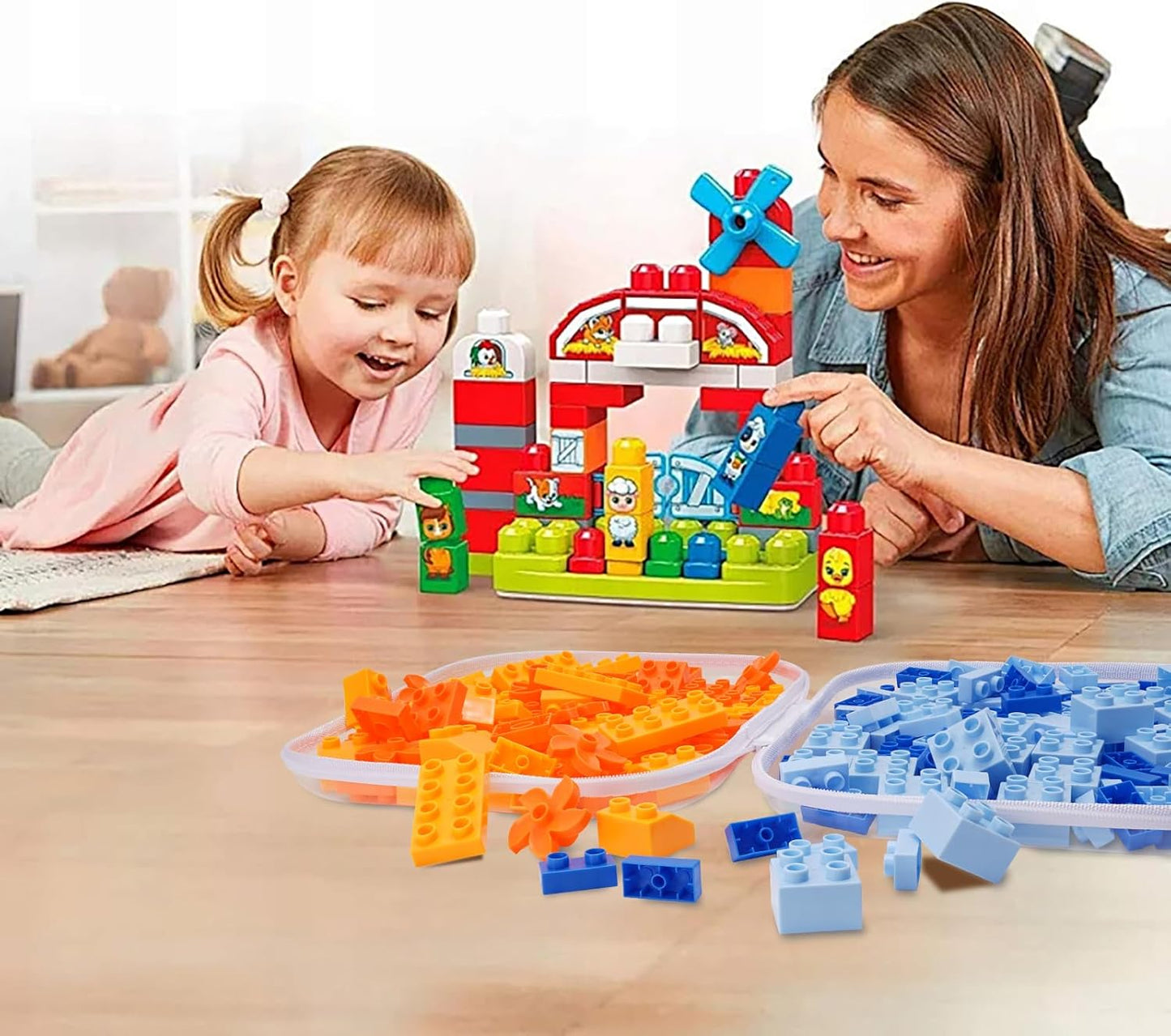 Clear Hard Plastic Zipper Case,Transparent Double Zippers Hard Pouch with 3pcs,Portable Travel Organizer Bin for Toy Storage