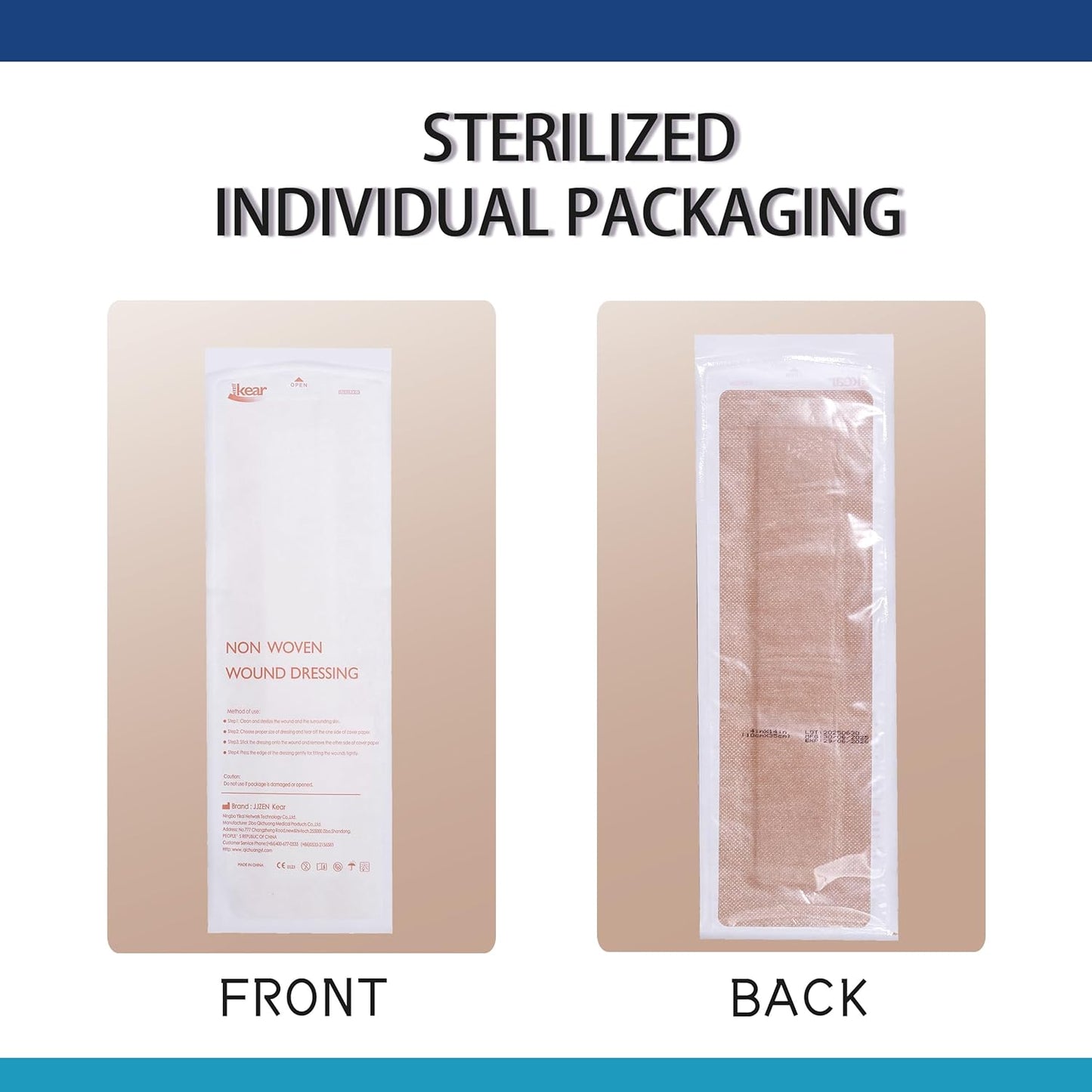 4"X14" 25 PCS Extra Large Sterile Nude Island Dressing Bandage for Wound - Self-Adhesive Boarded Gauze Pads - Latex Free - Medical Grade (Nude, 4"X14"-25PCS)