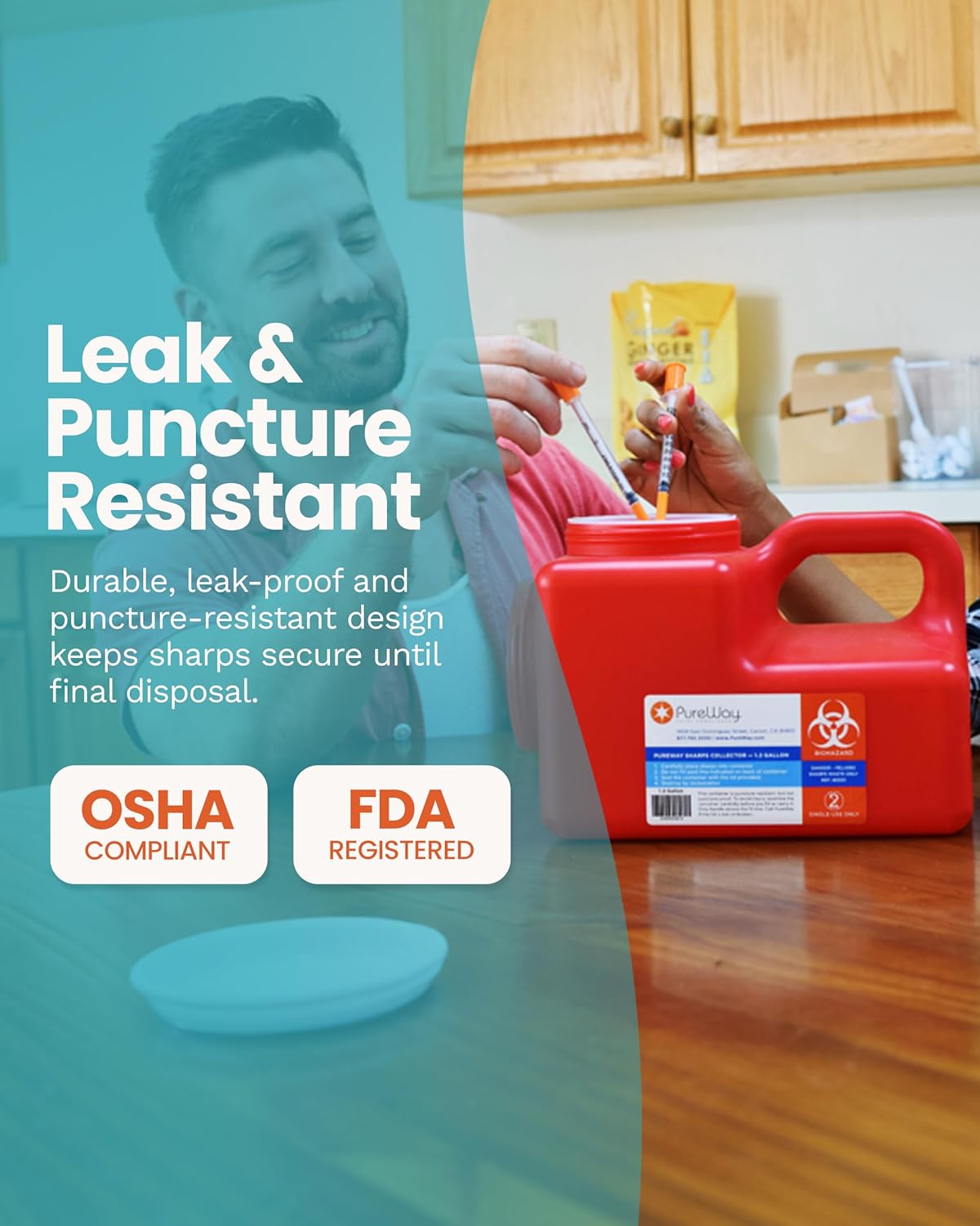 1.2 Gallon MailBack Sharps Disposal Container – Secure Needle Box for Safe Medical Waste & Used Syringe Disposal | Sharps Container for Home Use, Travel, Clinics, and Professional Settings