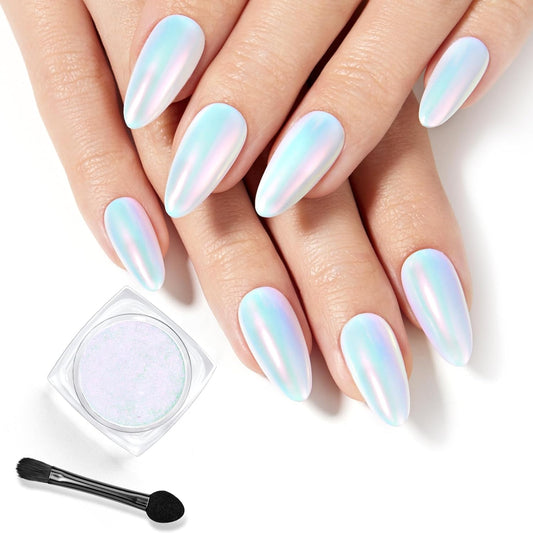 Beetles Chrome Nail Powder Mirror Effect Glazed Aurora Opal Chrome Powder for Gel Nails Unicorn Chrome Powder Manicure DIY Nail Art Decoration 0.03oz/0.8g