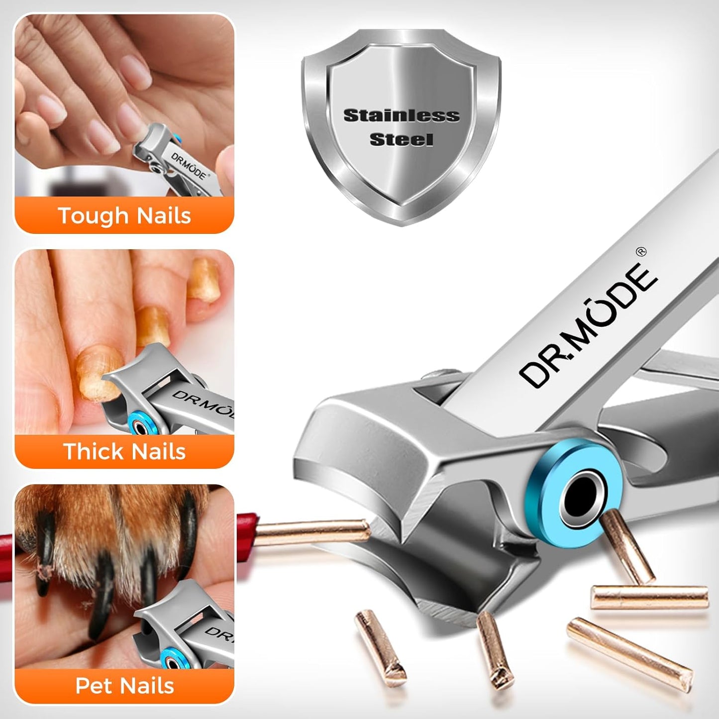 Heavy Duty Slanted Nail Clippers for Thick Nails - Wide Opening, Ultra Sharp Ingrown Toenail Clippers for Seniors
