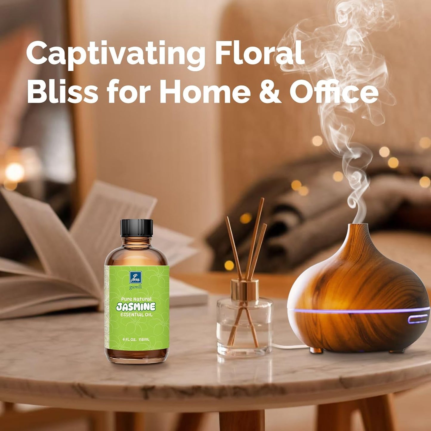 Jasmine Essential Oil 4 Oz, 100% Pure Jasmine Oil for Diffuser, Skin, Hair, Body & Face, Perfume, Floral Scent for Relaxation, Aromatherapy & Massage