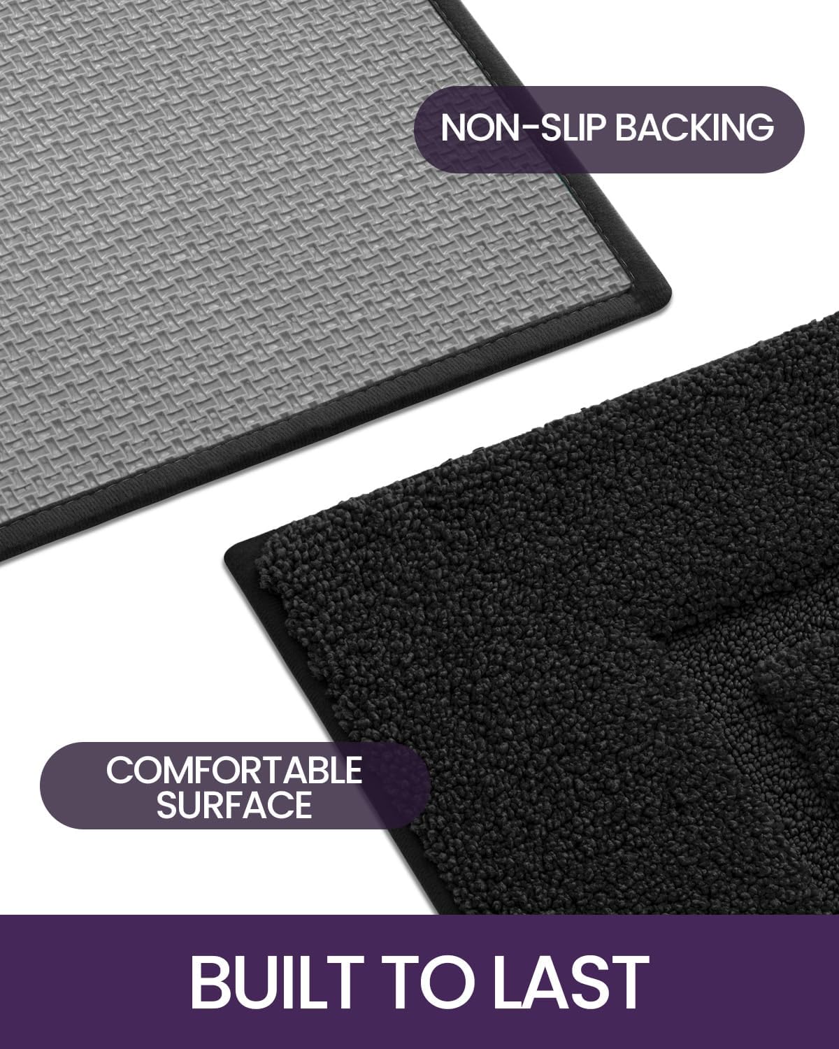 DEXI Bathroom Rugs 36x24, Washable Non Slip Bath Mat for Shower Floor, Absorbent Quick Dry Bathmat with Rubber Backing, Ultra Soft Plush Carpet for Tub, Black