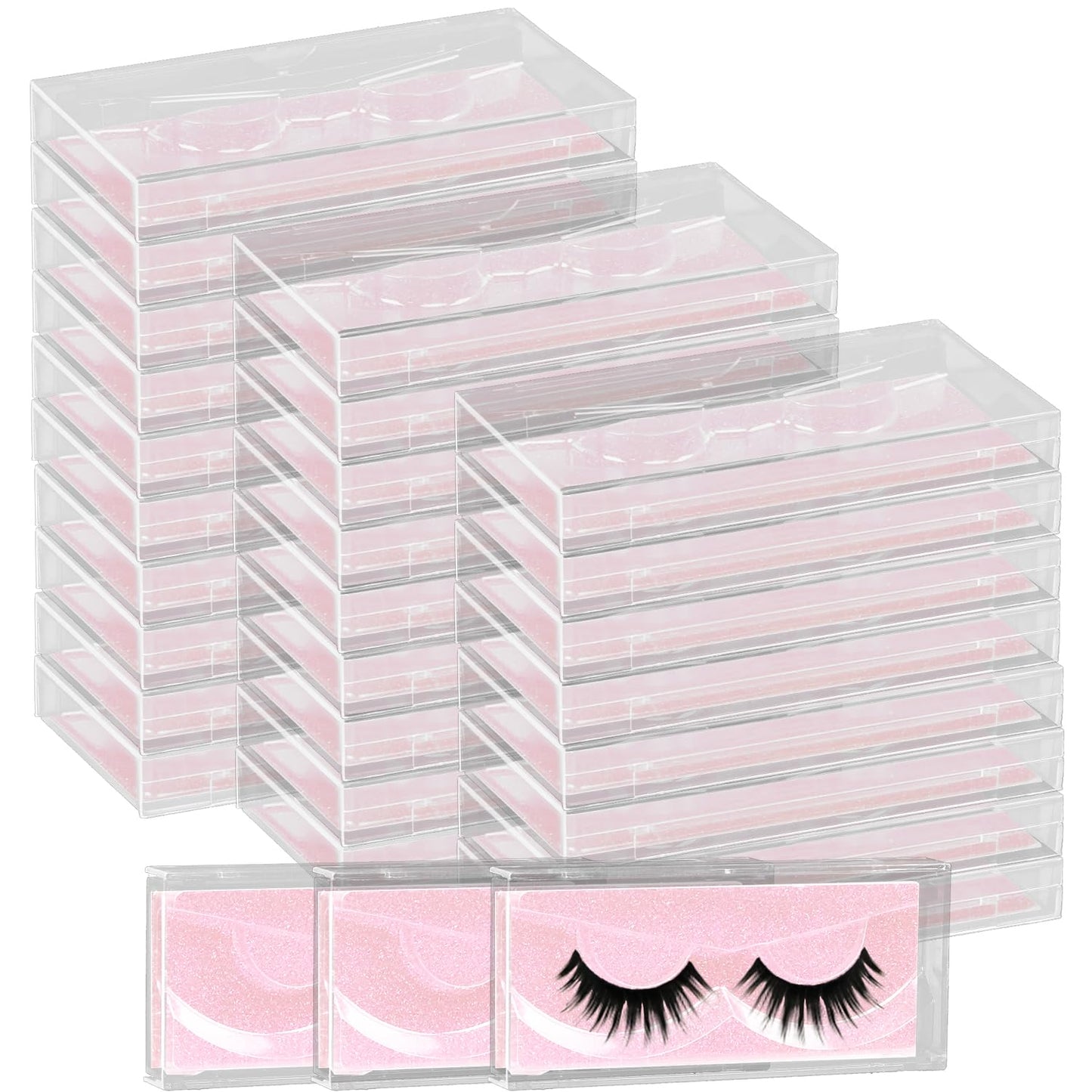 Empty Lash Boxes, 30 Pack Customizable False Eyelash Packaging Cases, Bulk Storage Containers, Premium Display and Protection (Pink)