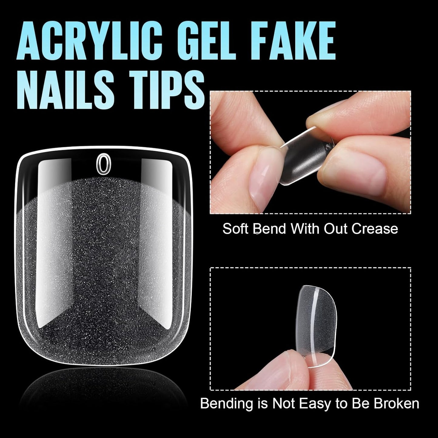 TOMICCA Short Nail Tips Extra Short Square Nail Tips, 192Pcs Fake Nails 12 Sizes Acrylic Clear Nails for Beginner and Professional DIY Gel Nails Salon