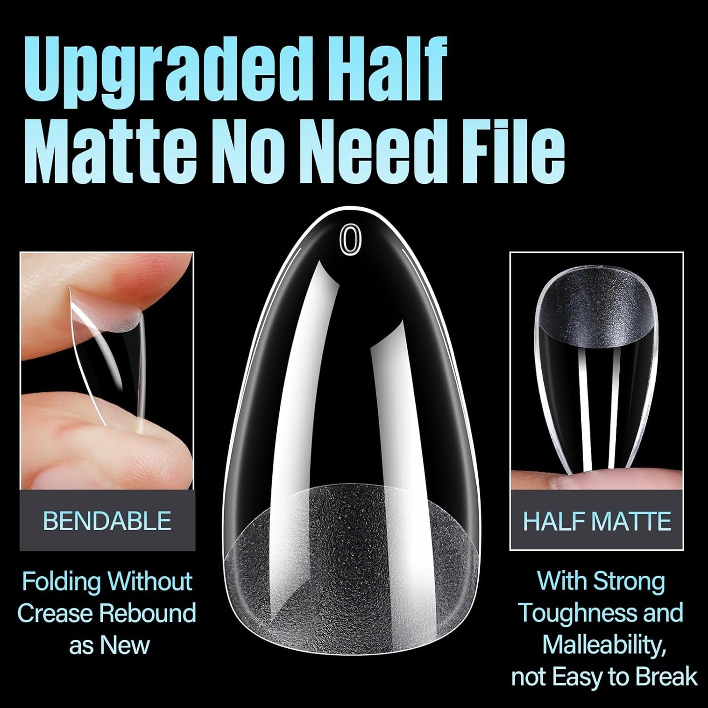 TOMICCA Medium Almond Nail Tips, 240Pcs Soft Acrylic Nails Tips Pre-Shaped Gel Tips, Medium Almond Press on Nails Clear Full Cover Fake Nails for Nail Extension Nail Salon 12 Sizes