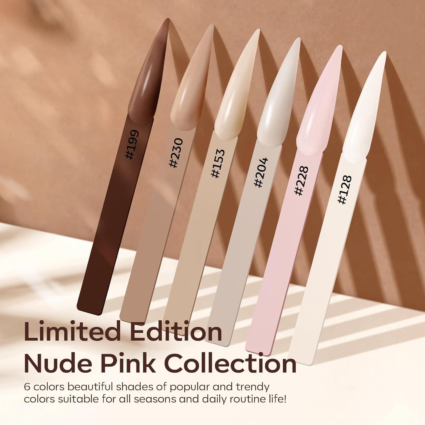 Modelones Nude Acrylic Powder 6 Colors Acrylic Nail Powder Kit Chocolate Brown Latte Soft Tones Cover Powder for Nail Art Extension No Nail Lamp Needed (C2-Going Nude)