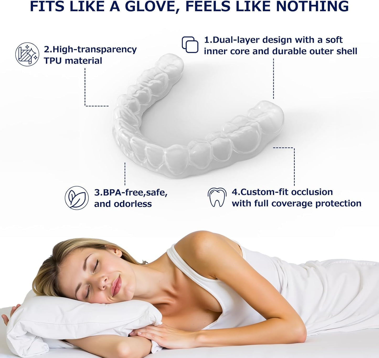 Custom Retainer, Clear Replacement Retainers for Teeth, Night Guard for Adults & Kids, 2 Mouth Guards for Grinding/TMJ