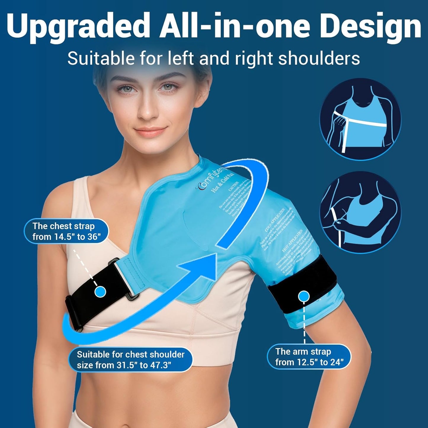 Comfytemp Shoulder Ice Pack Rotator Cuff Cold Therapy Wrap, Ice Packs for Injuries Reusable Gel, Instant Compression for Shoulder Pain Relief, Surgery Recovery Gifts (Small & Medium)