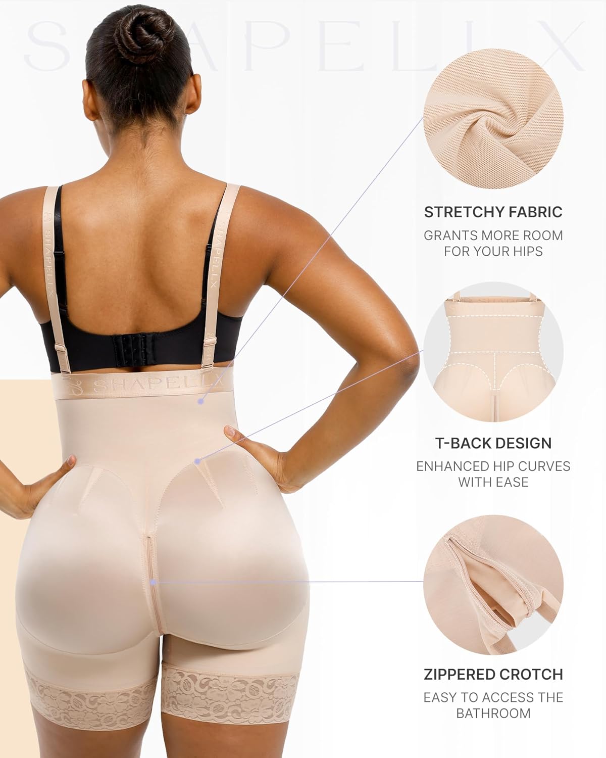 SHAPELLX Shapewear Tummy Control Fajas Colombianas Body Shaper for Women Butt Lift Bodysuit