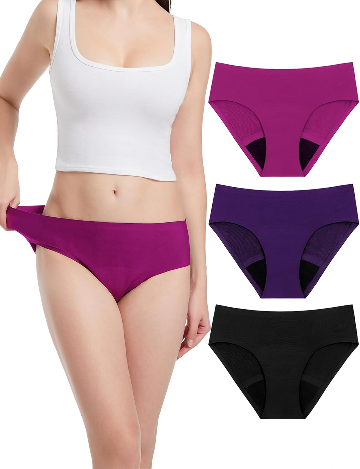 EcoPeriod Period Underwear for Women Heavy Flow, Leakproof Menstrual Underwear Seamless Period Panties, No Show Panty
