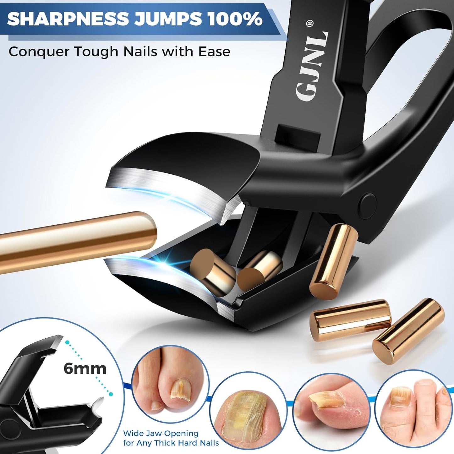 Toenail Clippers for Seniors Thick Toenails, Upgrade Angled Nail Clipper for Seniors, Toe Nail Clippers for Men with Wide Jaw Opening, Sharp Heavy Duty Fingernail Clipper Cutter with Catcher