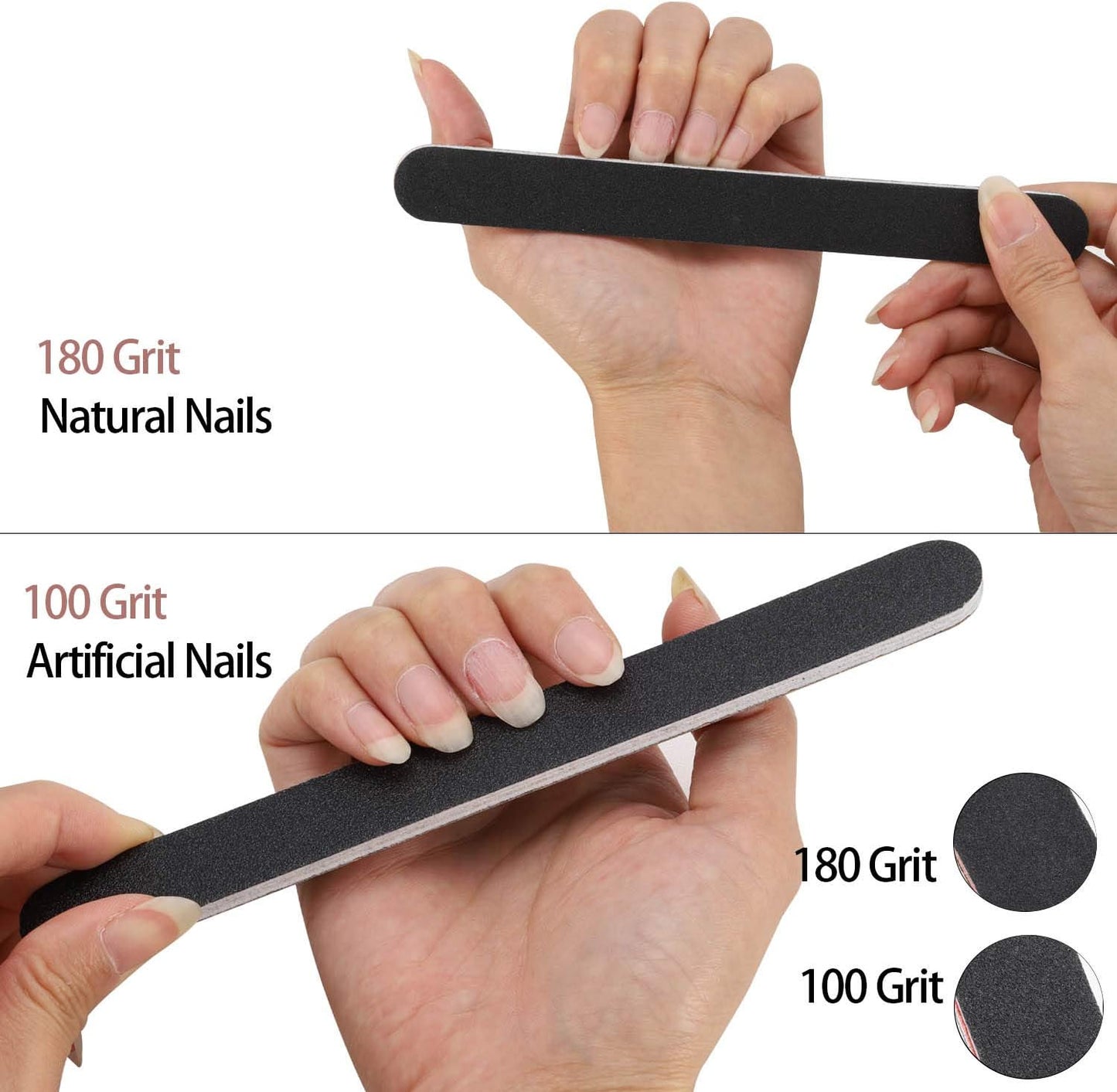 50 Pcs Nail Files for Acrylic Nails 100/180 Grit Double Sides Fingernail Files Professional Manicure Tools for Home Salon