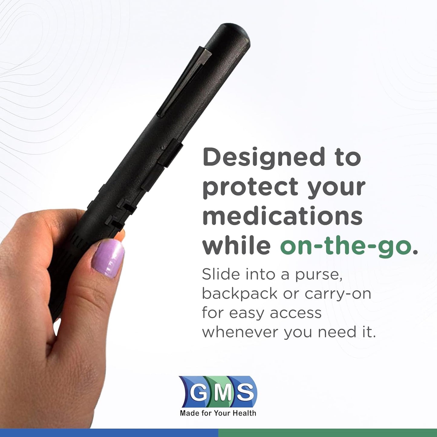 GMS 60 Unit Syringe Case - Holds New, Prefilled & Used Syringes with Needles - Small & Discreet - Ideal for Travel - Sharps Container - 2 Pack - Black