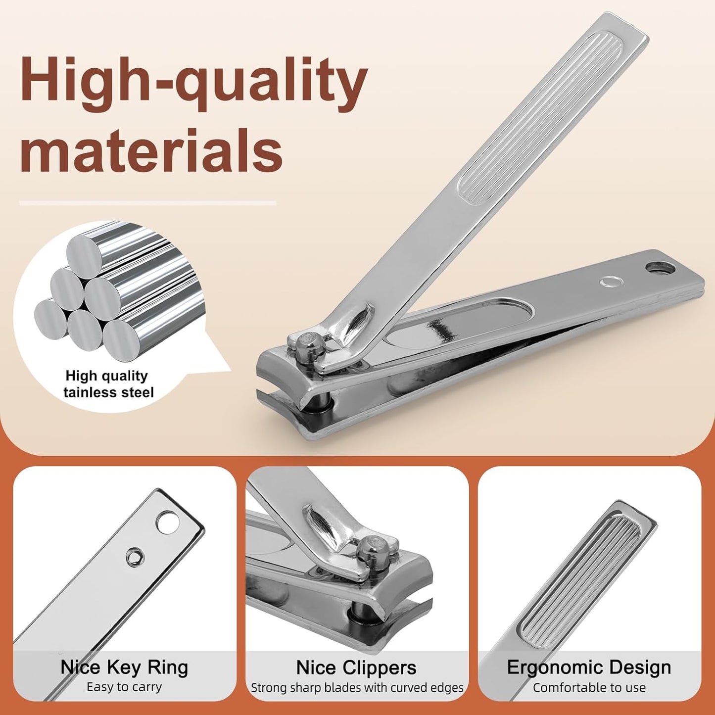 Premium Stainless Steel Nail Clippers Set - Travel Grooming Kit, 6pc Manicure/Pedicure Tools with PU Case - Unisex Gift for Men and Women(D-Black)