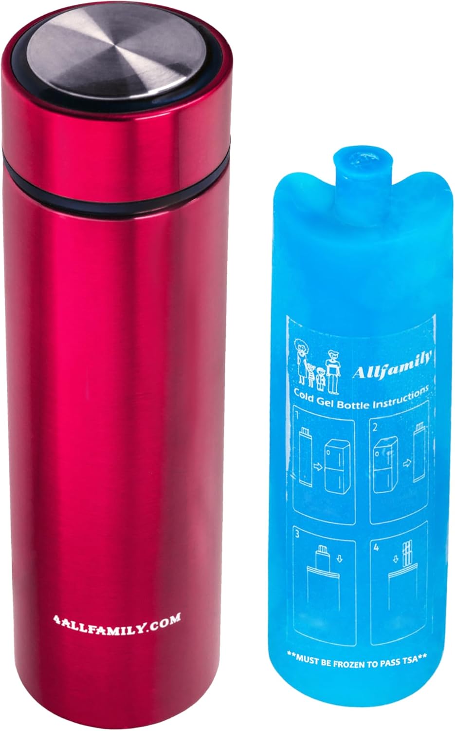 4ALLFAMILY Nomad Insulin Travel Case Cooler – 48H Non-Electric Insulin Cooler Travel Case TSA Approved with Lightweight Design – Air Traveling Friendly, Reusable Medium Red Thermo for Medications