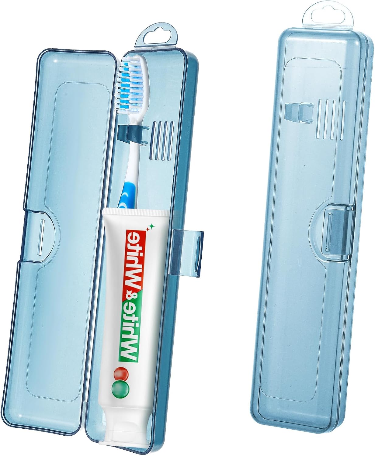 2 Pack Tooth Brush Case Travel,Toothbrush Holder Travel Case 7.9 x 1.8 x 1.1 In,Portable Plastic Toothbrushes Travels Holder with Secure Seal, Blue