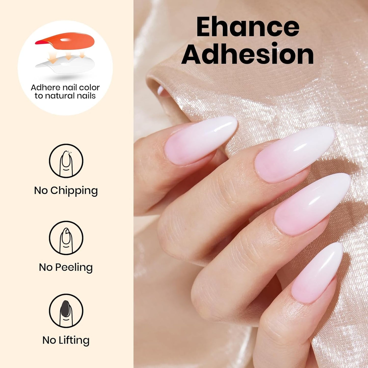 beetles Gel Polish Gel Base Coat HEMA Free, TPO Free Base Gel Nail Polish 15ml Soak Off LED Nail Lamp Base Coat Upgraded Formula Long-Lasting DIY at Home and Nail Salon