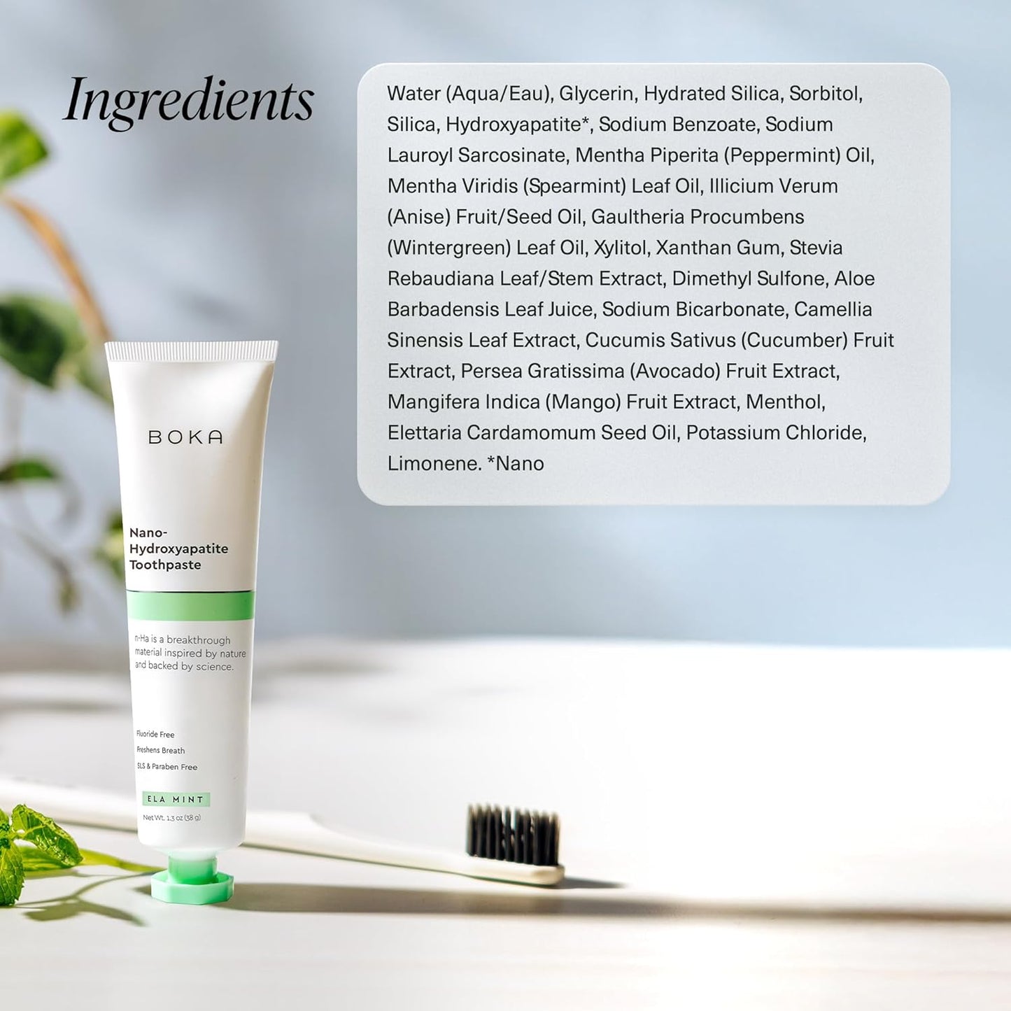 Boka Fluoride Free Toothpaste, Nano Hydroxyapatite Toothpaste, Appropriate for Sensitive Teeth - for Adult, Kids Oral Care - Ela Mint, Coco Ginger Flavor, 1.3 Fl Oz 2Pk US Manufactured