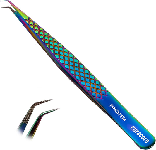 Curacoro Lash Tweezer - Professional & Precision Fiber Tip Grip Lash Tweezers for Eyelash Extensions, Multi Shapes & Purposes Tweezers for Volume, Isolation & Classic Lashes (Galaxy, Pinch'em)