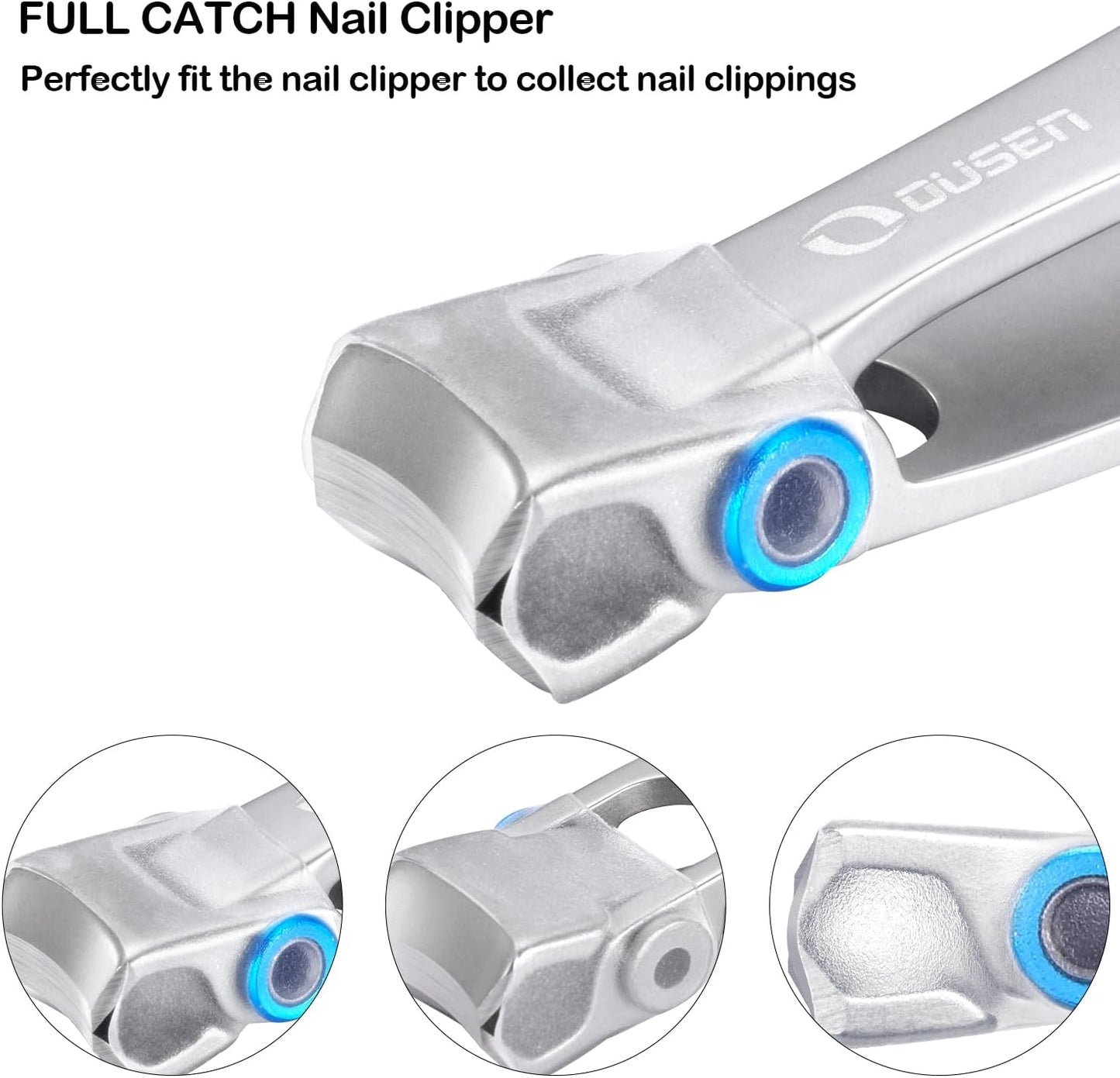 Nail Clippers with Full Catcher, Professional Anti Splash Nail Clipper for Men & Women, Wide Jaw Toenail Clippers for Seniors Thick Nails, Adult Toe Nail Clipper Fingernail Cutter Catch All Clippings