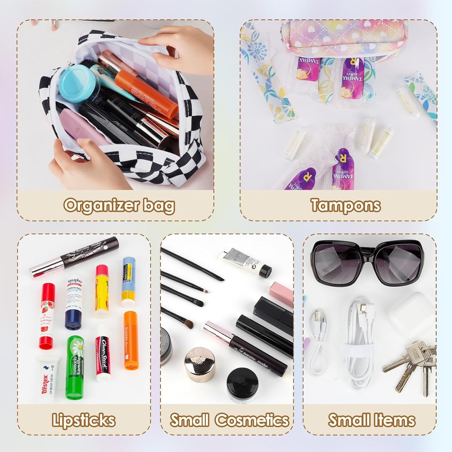 Desing Wish 2 PCS Period Bag for Teen Girls, Lightweight Sanitary Napkin Storage Bag Tampon Holder for Purse Menstrual Pad Pouches First Period Gift (Pink/Grey)