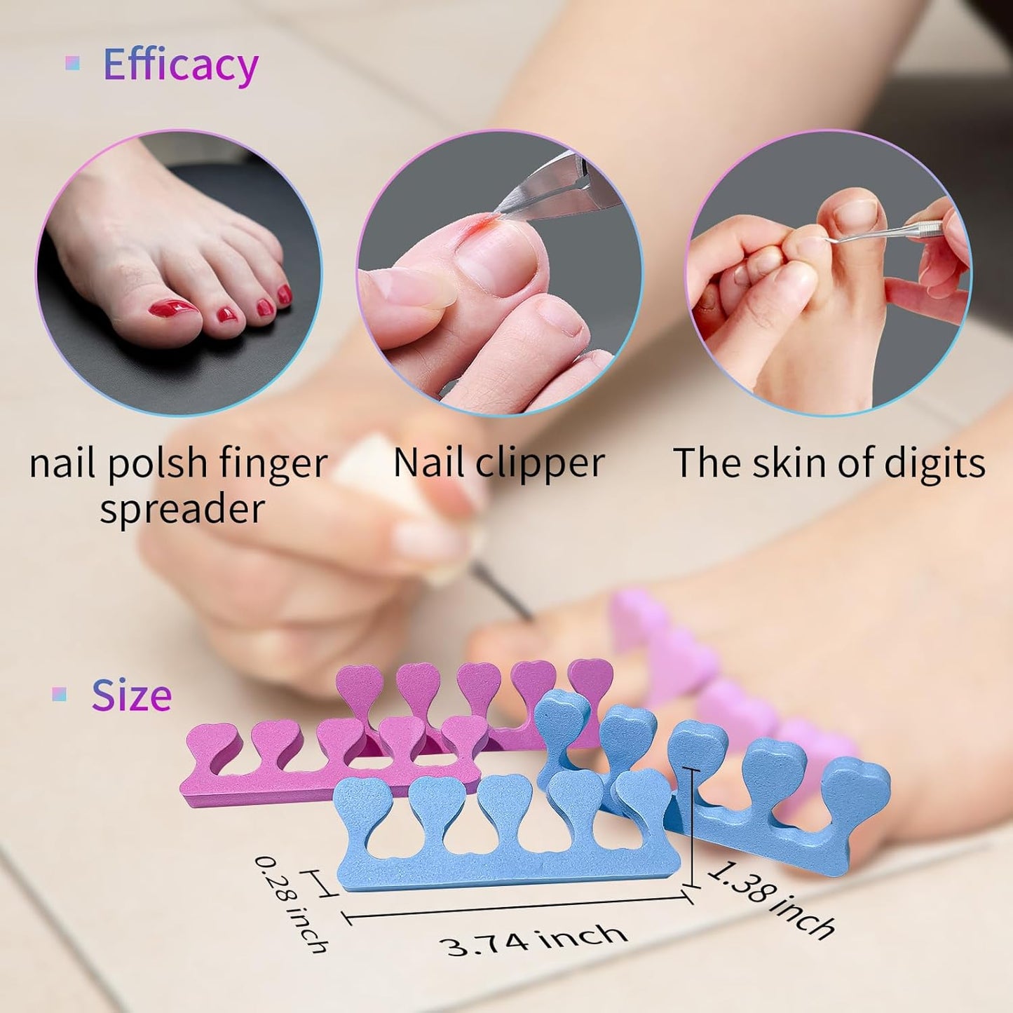 SUNFATT Foam Toe Separators,Toe Spacers for Women,Pedicure Toe Separators for Separating Toenails or Nails,Easy Finger and Toenail Polish Grooming,Soft Foams Pedicure Tools.12pcs