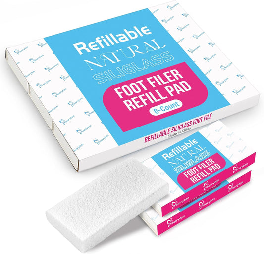 Maryton Professional Foot Scrubber Pumice Pads, Pedicure Tools for Feet, Foot Filer Refill Pads 6-Count, White