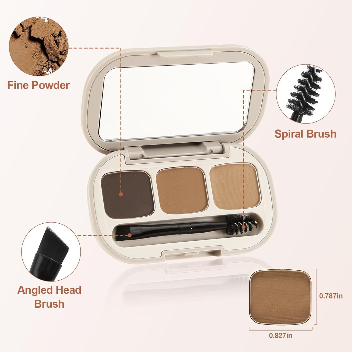 3 Colors Eyebrow Powder Set, Brow Powder Makeup Palette, Defining and Sculpting Brows, Waterproof Eye Contour Kit with Brush Applicator