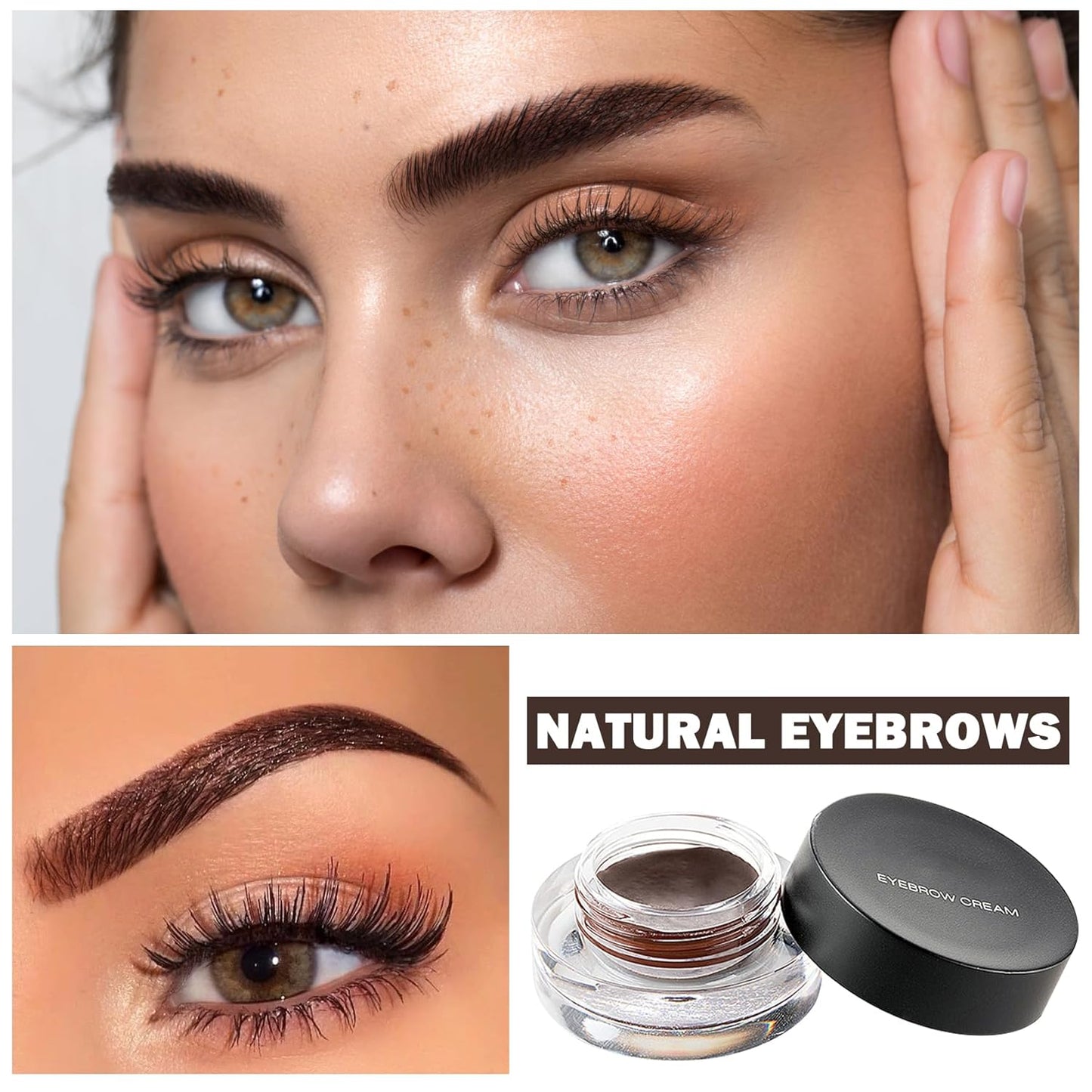 Eyebrow Pomade Cream,Brow Pomade Gel Naturally Long Lasting Waterproof,Delicate and Smooth Eye Brow Makeup Cosmetics with Eyebrow Brush - Dark Brown